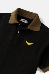 Contrast Collar Polo Shirt - Midnight Black